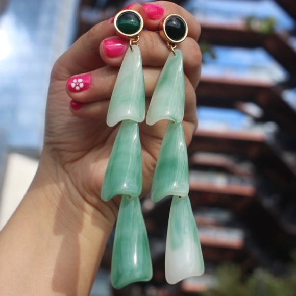 WowNYC Jewelry - New Acrylic Multi Layer long chandelier earrings
